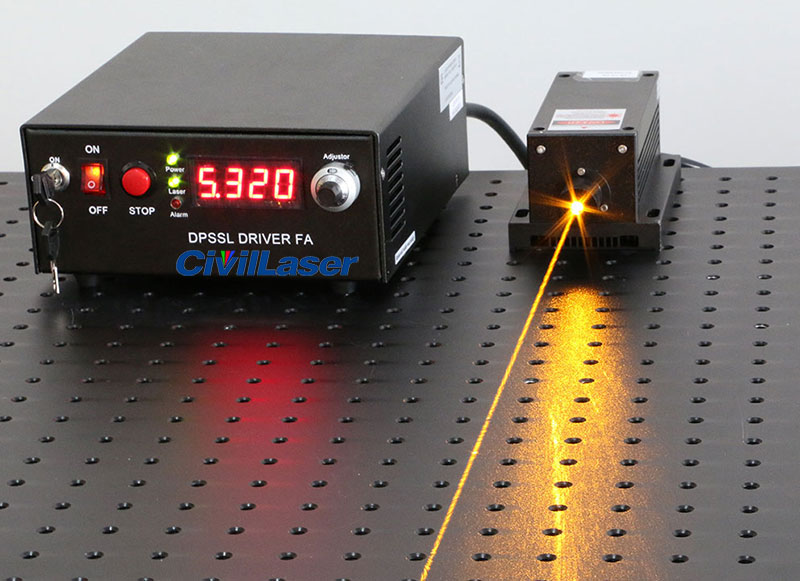 589nm dpss laser output power 200mW adjustable مصدر الضوء الأصفر للبحث العلمي